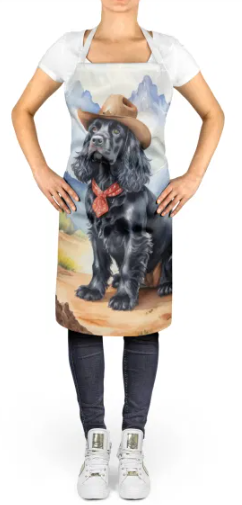 Cocker Spaniel - Welcome Cowboy Apron for Cooking, Baking and Crafts for Adult Women and Men - Unisex Large