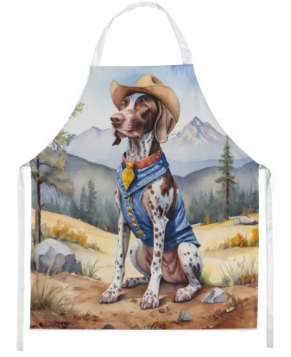 German Shorthaired Pointer - Welcome Cowboy Apron for Cooking, Baking and Crafts for Adult Women and Men - Unisex Large