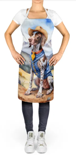 German Shorthaired Pointer - Welcome Cowboy Apron for Cooking, Baking and Crafts for Adult Women and Men - Unisex Large