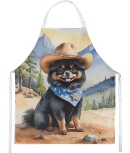 Pomeranian - Welcome Cowboy Apron for Cooking, Baking and Crafts for Adult Women and Men - Unisex Large