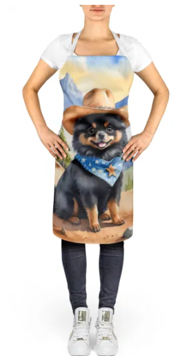 Pomeranian - Welcome Cowboy Apron for Cooking, Baking and Crafts for Adult Women and Men - Unisex Large