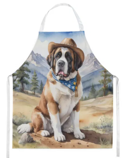 Saint Bernard - Welcome Cowboy Apron for Cooking, Baking and Crafts for Adult Women and Men - Unisex Large