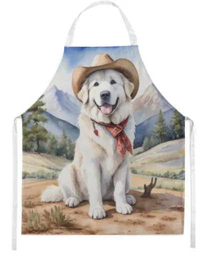 Great Pyrenees - Welcome Cowboy Apron for Cooking, Baking and Crafts for Adult Women and Men - Unisex Large