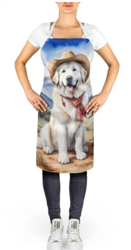 Great Pyrenees - Welcome Cowboy Apron for Cooking, Baking and Crafts for Adult Women and Men - Unisex Large