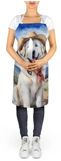 Great Pyrenees - Welcome Cowboy Apron for Cooking, Baking and Crafts for Adult Women and Men - Unisex Large