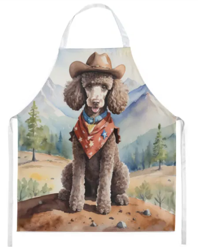 Standard Poodle - Welcome Cowboy Apron for Cooking, Baking and Crafts for Adult Women and Men - Unisex Large