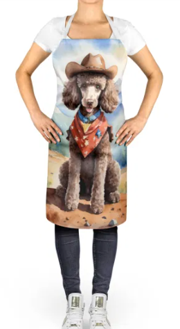 Standard Poodle - Welcome Cowboy Apron for Cooking, Baking and Crafts for Adult Women and Men - Unisex Large