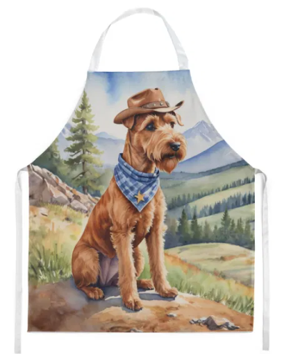 Irish Terrier - Welcome Cowboy Apron for Cooking, Baking and Crafts for Adult Women and Men - Unisex Large