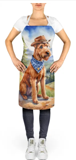 Irish Terrier - Welcome Cowboy Apron for Cooking, Baking and Crafts for Adult Women and Men - Unisex Large