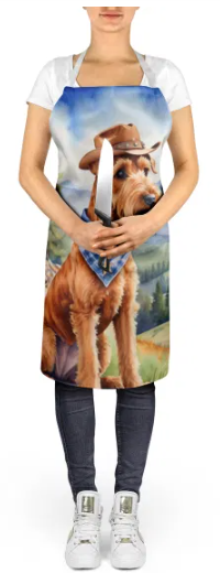 Irish Terrier - Welcome Cowboy Apron for Cooking, Baking and Crafts for Adult Women and Men - Unisex Large