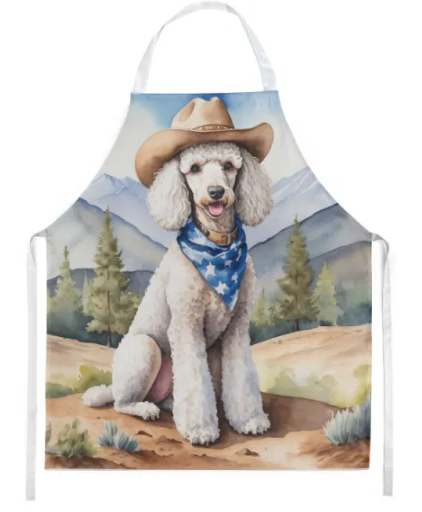 White Poodle - Welcome Cowboy Apron for Cooking, Baking and Crafts for Adult Women and Men - Unisex Large