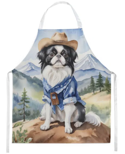 Japanese Chin - Welcome Cowboy Apron for Cooking, Baking and Crafts for Adult Women and Men - Unisex Large