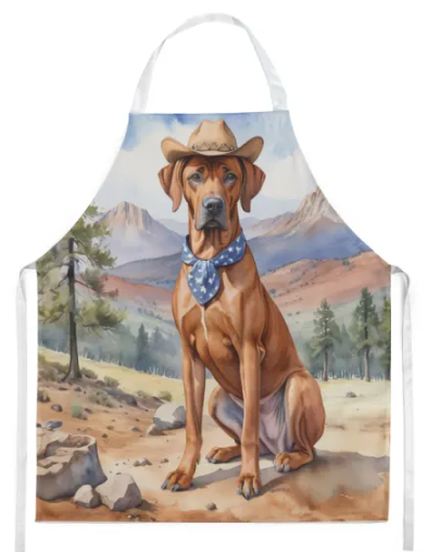 Rhodesian Ridgeback - Welcome Cowboy Apron for Cooking and Crafts for Adult Women and Men - Unisex Large