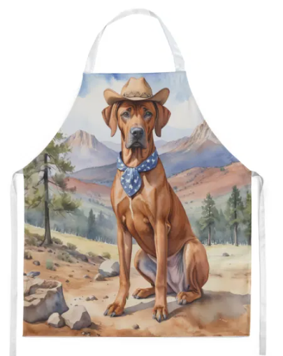 Rhodesian Ridgeback - Welcome Cowboy Apron for Cooking, Baking and Crafts for Adult Women and Men - Unisex Large