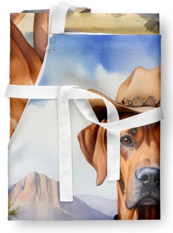 Rhodesian Ridgeback - Welcome Cowboy Apron for Cooking and Crafts for Adult Women and Men - Unisex Large