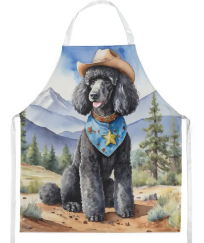 Black Poodle - Welcome Cowboy Apron for Cooking, Baking and Crafts for Adult Women and Men - Unisex Large