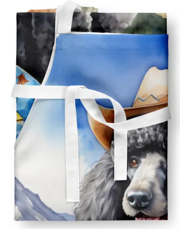 Black Poodle II - Welcome Cowboy Apron for Cooking, Baking and Crafts for Adult Women and Men - Unisex Large