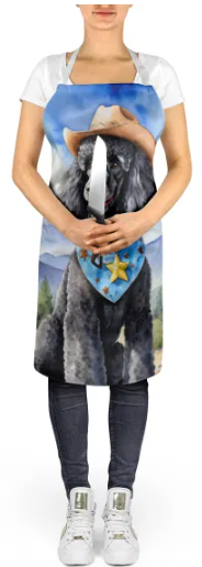 Black Poodle II - Welcome Cowboy Apron for Cooking, Baking and Crafts for Adult Women and Men - Unisex Large