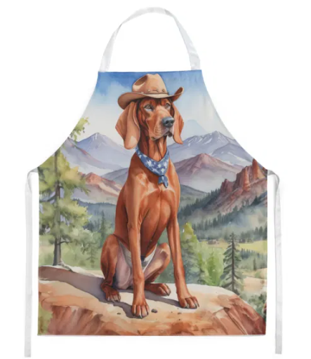 Redbone Coonhound - Welcome Cowboy Apron for Cooking, Baking and Crafts for Adult Women and Men - Unisex Large