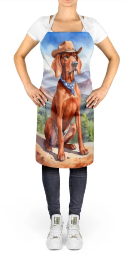 Redbone Coonhound - Welcome Cowboy Apron for Cooking, Baking and Crafts for Adult Women and Men - Unisex Large