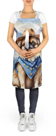 Pekingese - Welcome Cowboy Apron for Cooking, Baking and Crafts for Adult Women and Men - Unisex Large