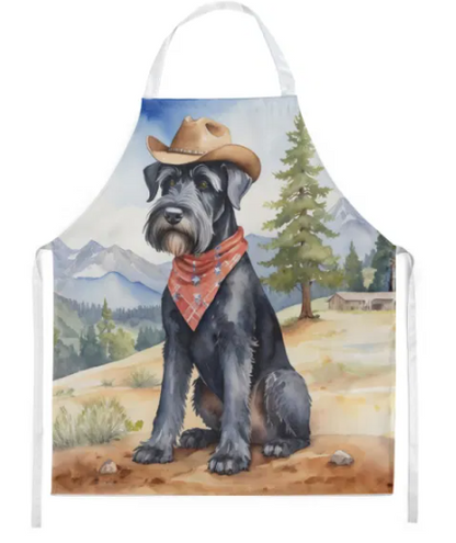 Giant Schnauzer - Welcome Cowboy Apron for Cooking, Baking and Crafts for Adult Women and Men - Unisex Large