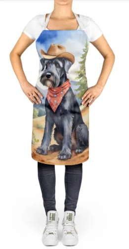 Giant Schnauzer - Welcome Cowboy Apron for Cooking, Baking and Crafts for Adult Women and Men - Unisex Large