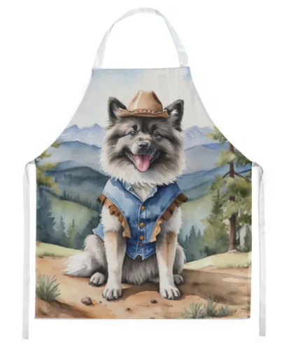 Keeshond - Welcome Cowboy Apron for Cooking, Baking and Crafts for Adult Women and Men - Unisex Large