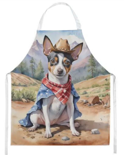 Rat Terrier - Welcome Cowboy Apron for Cooking, Baking and Crafts for Adult Women and Men - Unisex Large