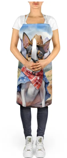 Rat Terrier - Welcome Cowboy Apron for Cooking, Baking and Crafts for Adult Women and Men - Unisex Large