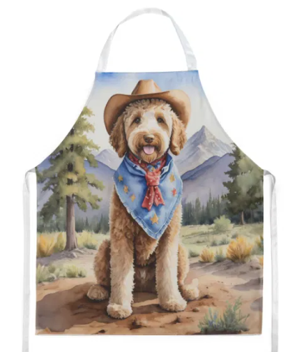Labradoodle II - Welcome Cowboy Apron for Cooking, Baking and Crafts for Adult Women and Men - Unisex Large