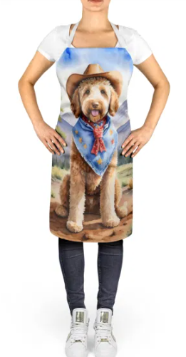 Labradoodle - Welcome Cowboy Apron for Cooking, Baking and Crafts for Adult Women and Men - Unisex Large