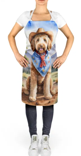 Labradoodle II - Welcome Cowboy Apron for Cooking, Baking and Crafts for Adult Women and Men - Unisex Large