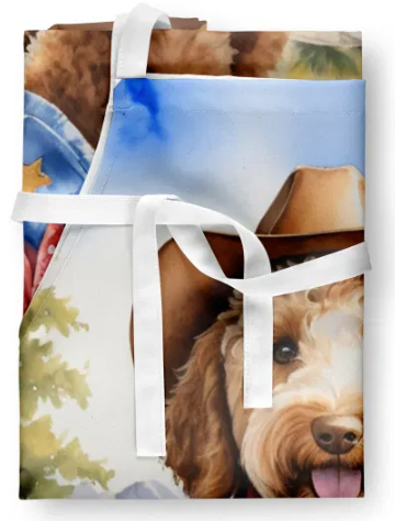 Labradoodle II - Welcome Cowboy Apron for Cooking, Baking and Crafts for Adult Women and Men - Unisex Large