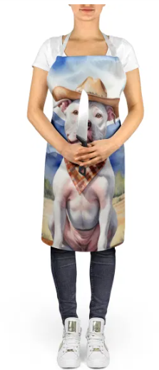 Pit Bull Terrier - Welcome Cowboy Apron for Cooking, Baking and Crafts for Adult Women and Men - Unisex Large