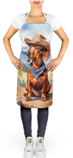 Dachshund II - Welcome Cowboy Apron for Cooking, Baking and Crafts for Adult Women and Men - Unisex Large