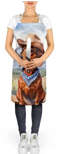 Dachshund II - Welcome Cowboy Apron for Cooking, Baking and Crafts for Adult Women and Men - Unisex Large