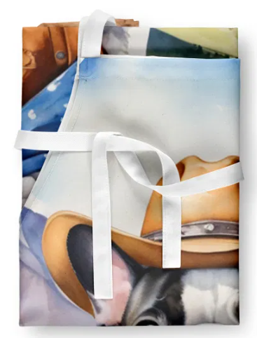 French Bulldog II - Welcome Cowboy Apron for Cooking, Baking and Crafts for Adult Women and Men - Unisex Large