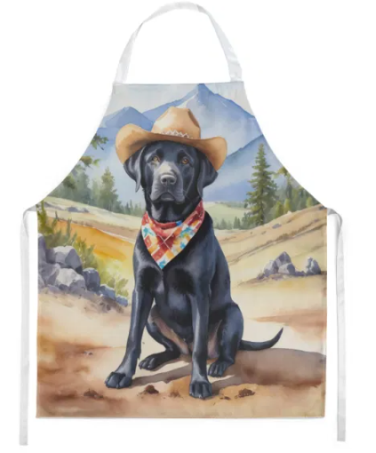 Labrador Retriever II - Welcome Cowboy Apron for Cooking, Baking and Crafts for Adult Women and Men - Unisex Large