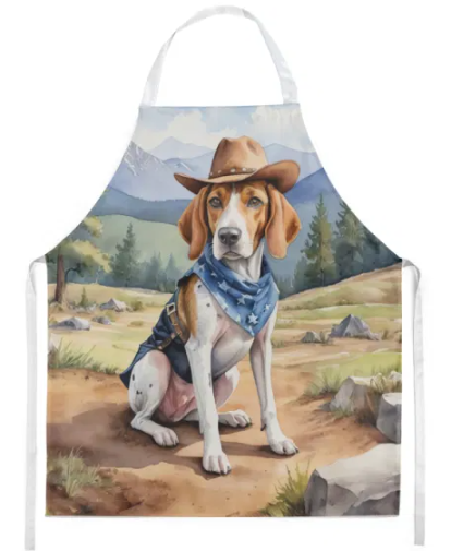 English Foxhound - Welcome Cowboy Apron for Cooking, Baking and Crafts for Adult Women and Men - Unisex Large