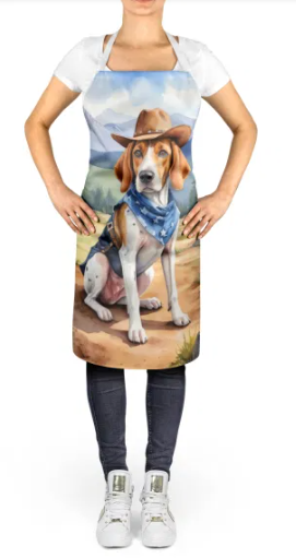 English Foxhound - Welcome Cowboy Apron for Cooking, Baking and Crafts for Adult Women and Men - Unisex Large