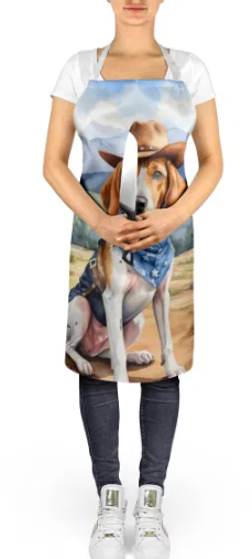 English Foxhound - Welcome Cowboy Apron for Cooking, Baking and Crafts for Adult Women and Men - Unisex Large