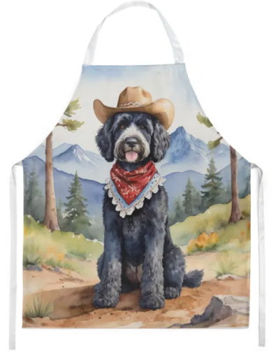 Portuguese Water Dog - Welcome Cowboy Apron for Cooking, Baking and Crafts for Adult Women and Men - Unisex Large