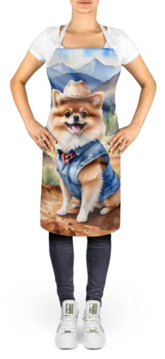 Pomeranian II - Welcome Cowboy Apron for Cooking, Baking and Crafts for Adult Women and Men - Unisex Large