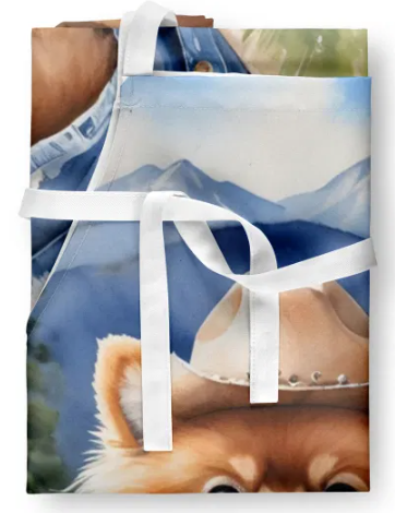 Pomeranian II - Welcome Cowboy Apron for Cooking, Baking and Crafts for Adult Women and Men - Unisex Large