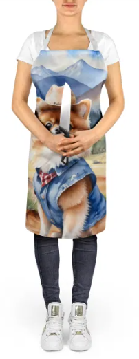 Pomeranian II - Welcome Cowboy Apron for Cooking, Baking and Crafts for Adult Women and Men - Unisex Large