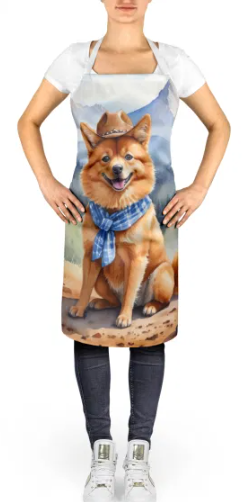 Finnish Spitz - Welcome Cowboy Apron for Cooking, Baking and Crafts for Adult Women and Men - Unisex Large