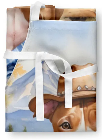 Pit Bull Terrier II - Welcome Cowboy Apron for Cooking, Baking and Crafts for Adult Women and Men - Unisex Large