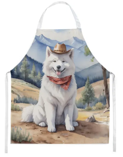 Samoyed - Welcome Cowboy Apron for Cooking, Baking and Crafts for Adult Women and Men - Unisex Large