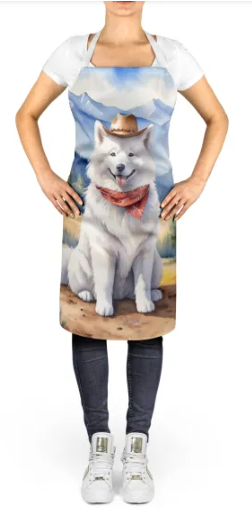 Samoyed - Welcome Cowboy Apron for Cooking, Baking and Crafts for Adult Women and Men - Unisex Large